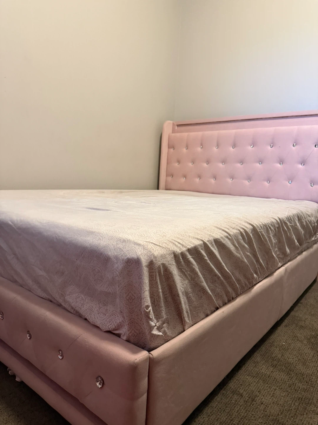 Full Pink Upholstered  with Crystals and LED lights