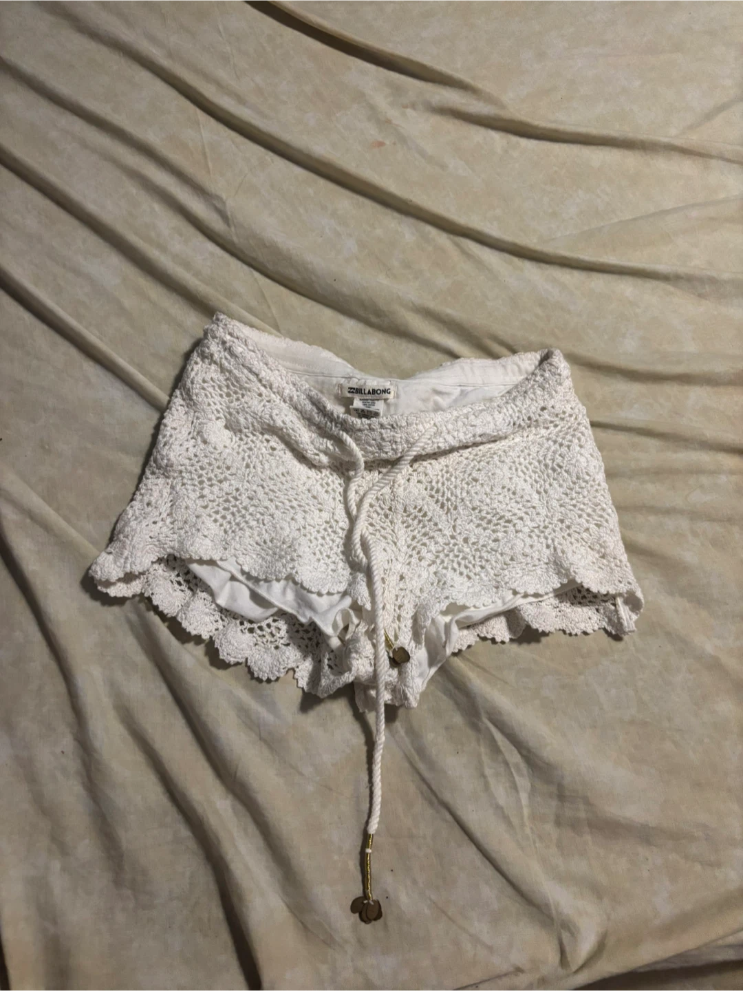 Billabong White Crochet Shorts