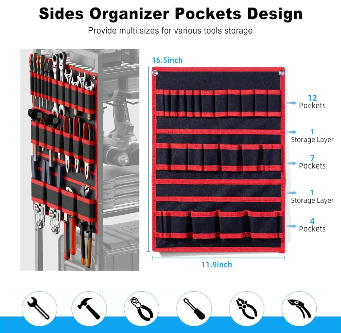 JUNNUJ Heavy Duty Power Tool Organizer Cart w/ Charging Station - photo 4