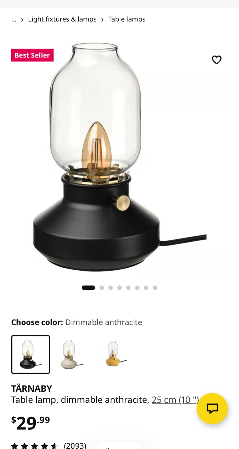 IKEA TÄRNABY Table Lamp, Anthracite