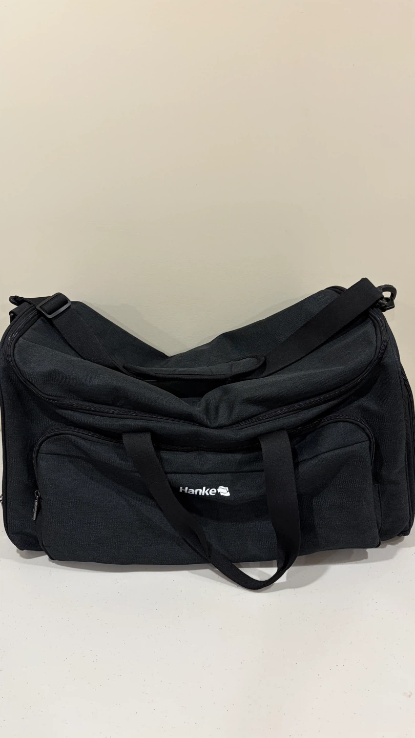Hanke Black Duffel Bag with Garment Bag Feature