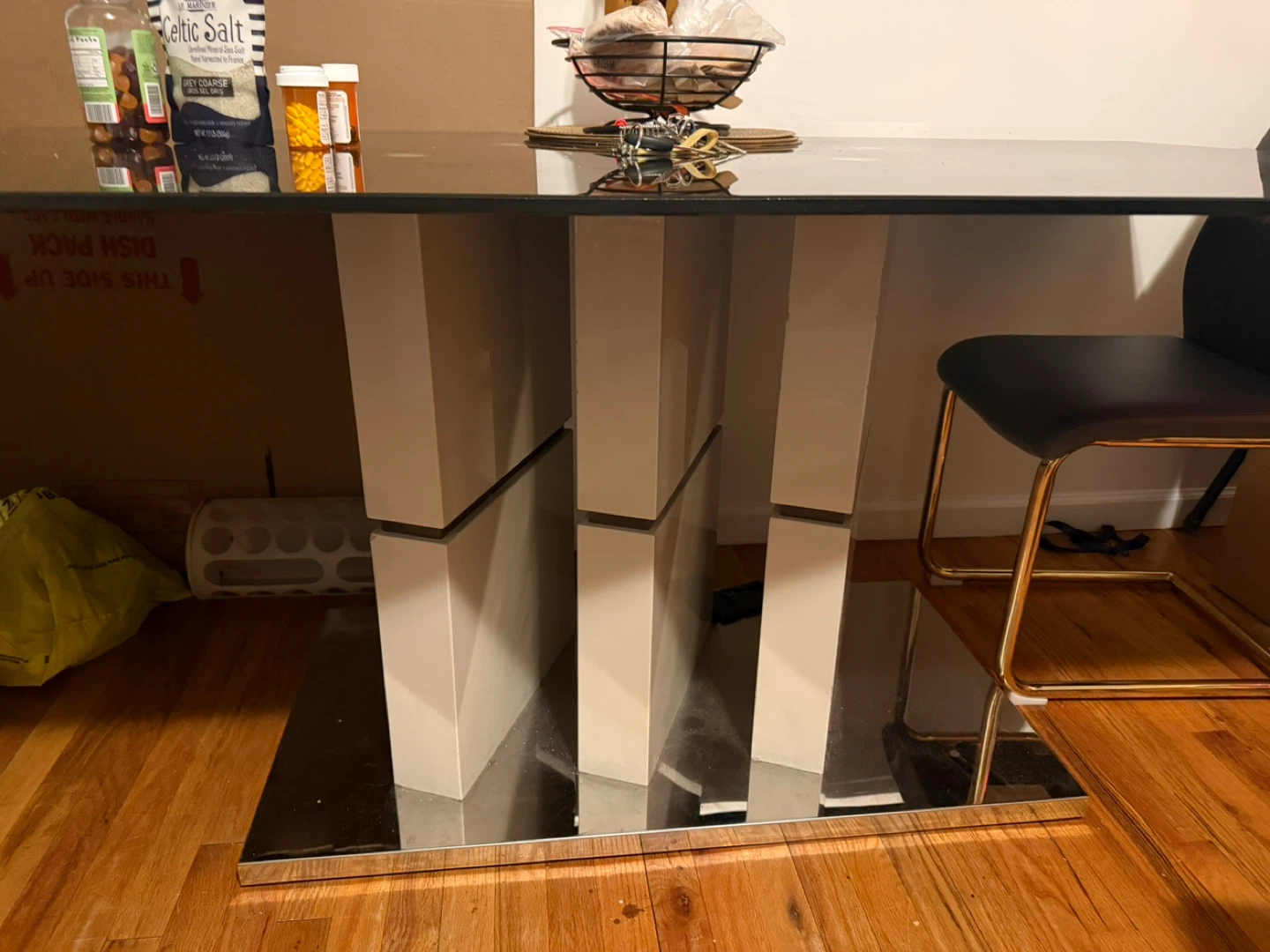 Black Glass Dining Table - photo 2