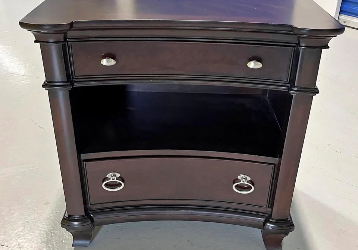 Dark Brown Nightstand with 2 Drawers
