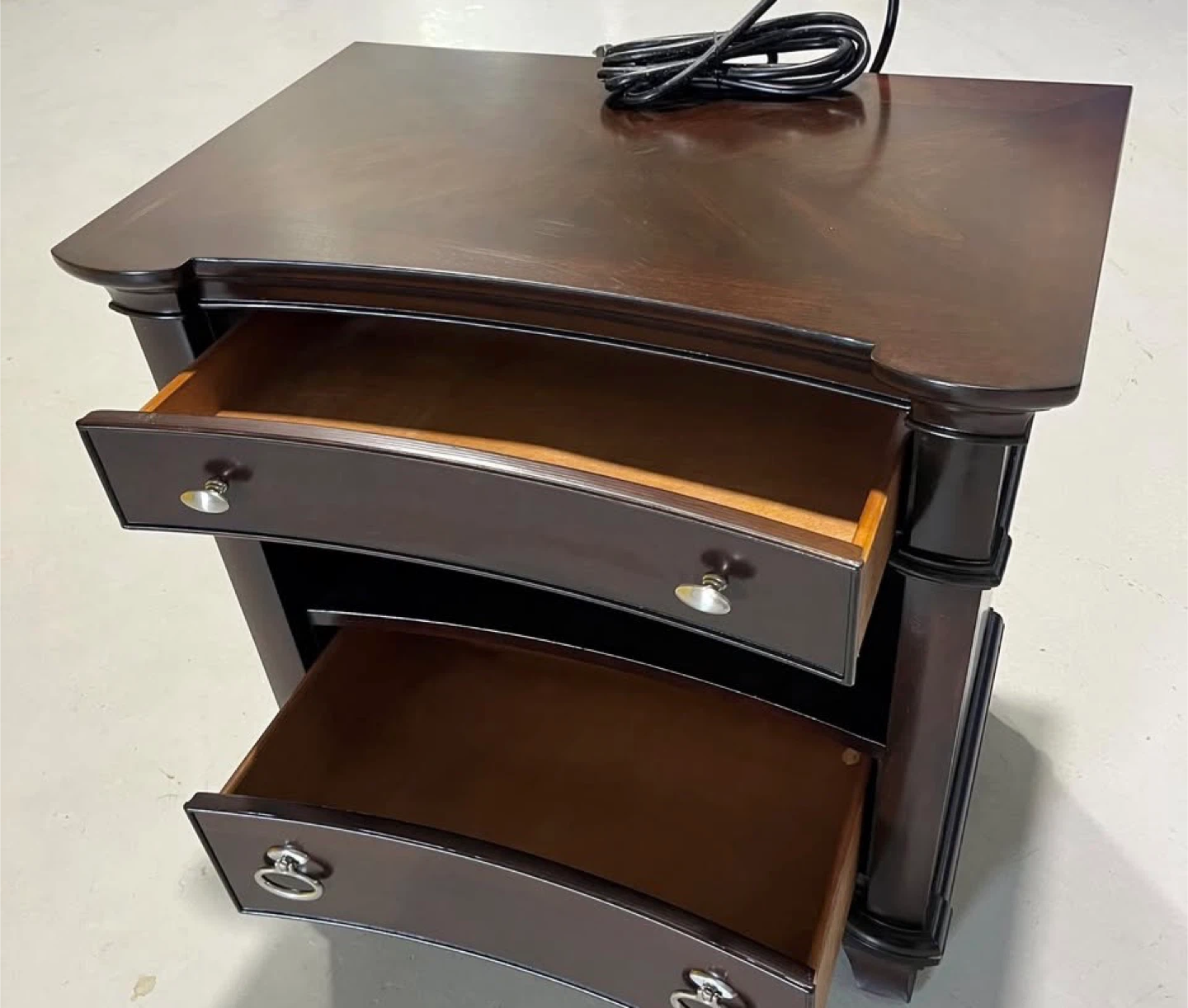 Dark Brown Nightstand with 2 Drawers - photo 4