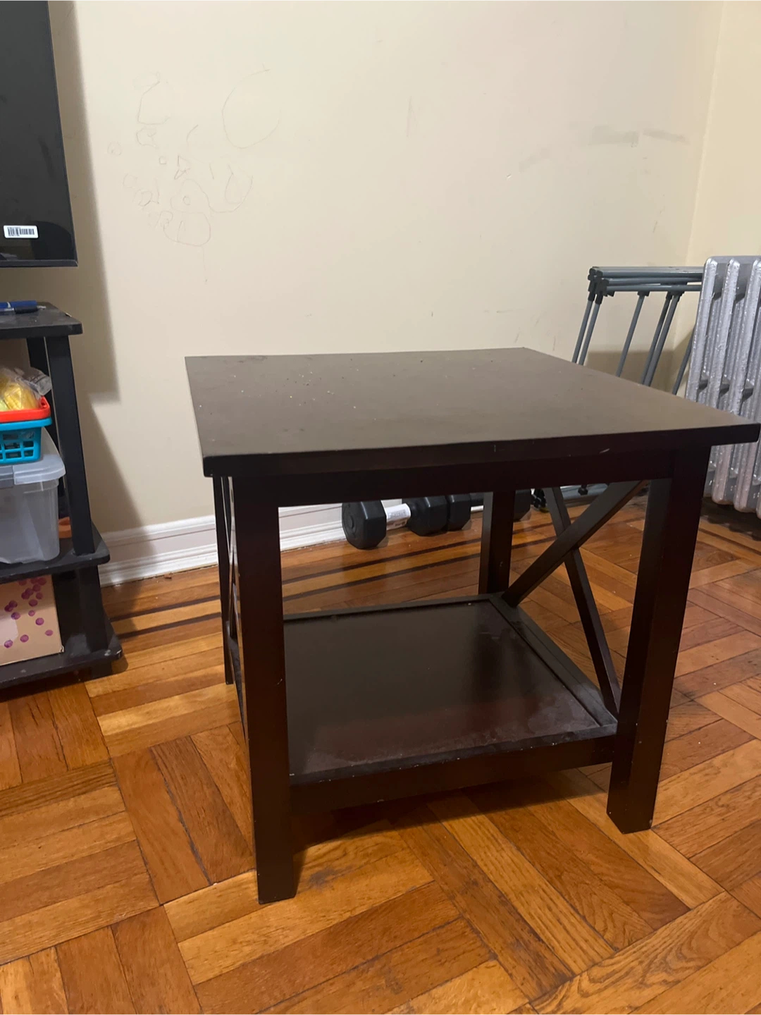 Set of 2 Dark Brown End Table with Shelf