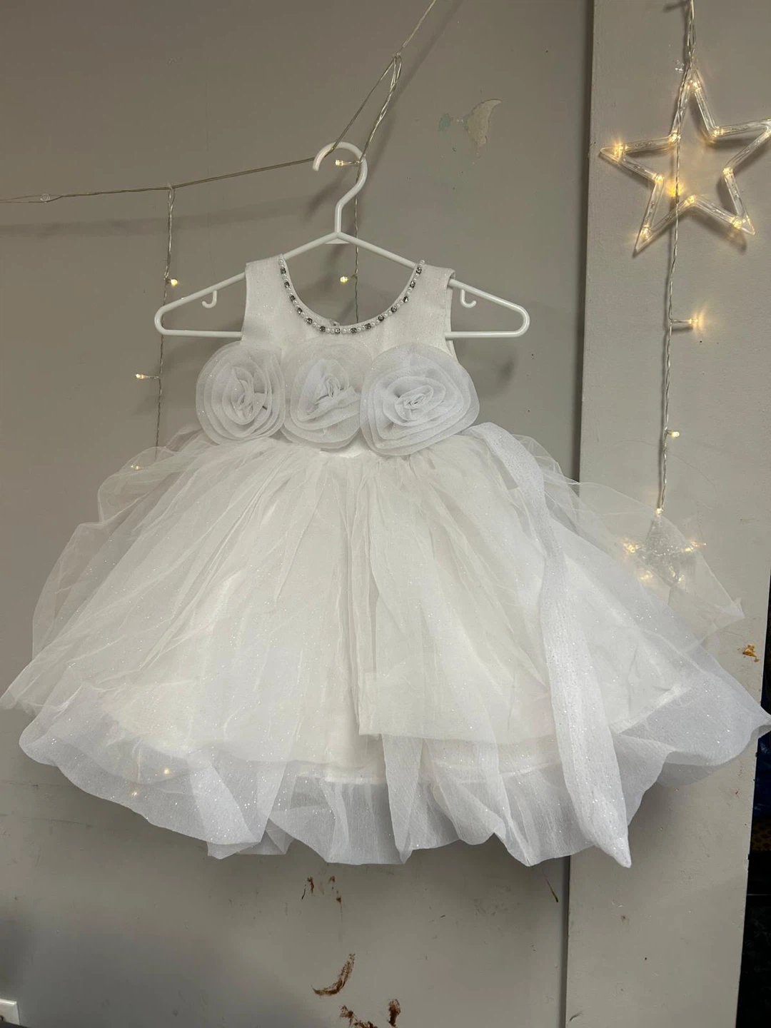 White Flower Girl Dress with Matching Headband - photo 2
