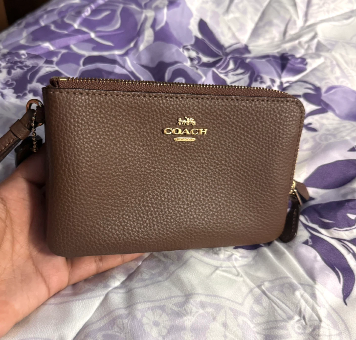 Coach Brown Leather Wristlet