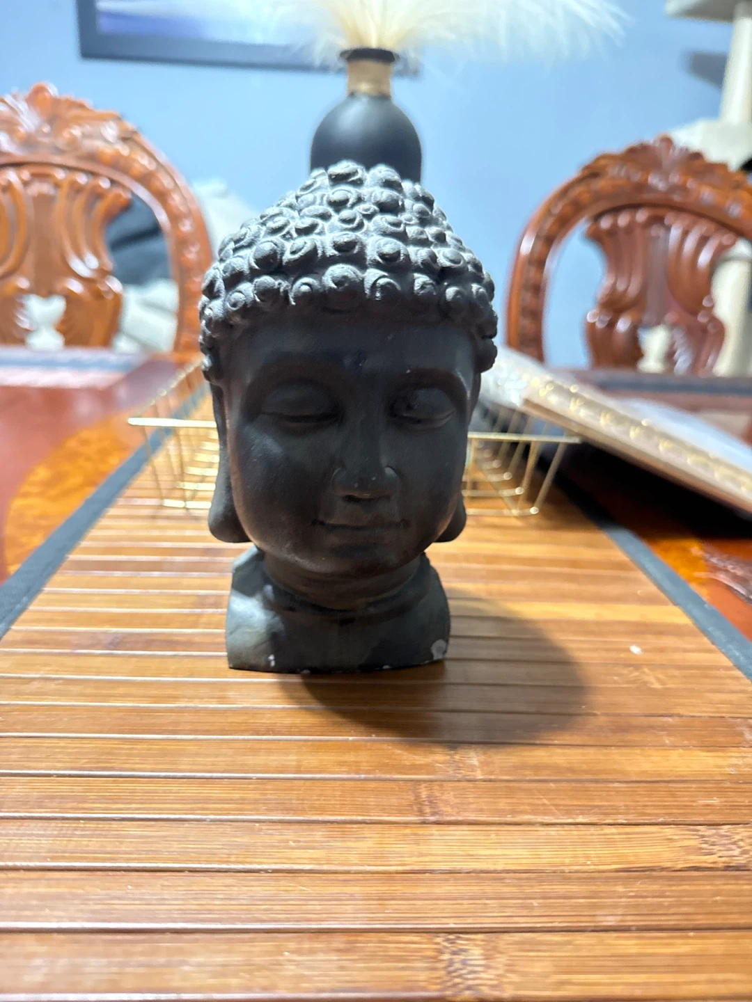 Black Buddha Head Figurine