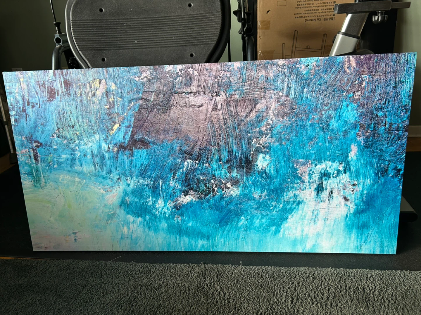 Blue Abstract Canvas Wall Art (24”H x 48”W)