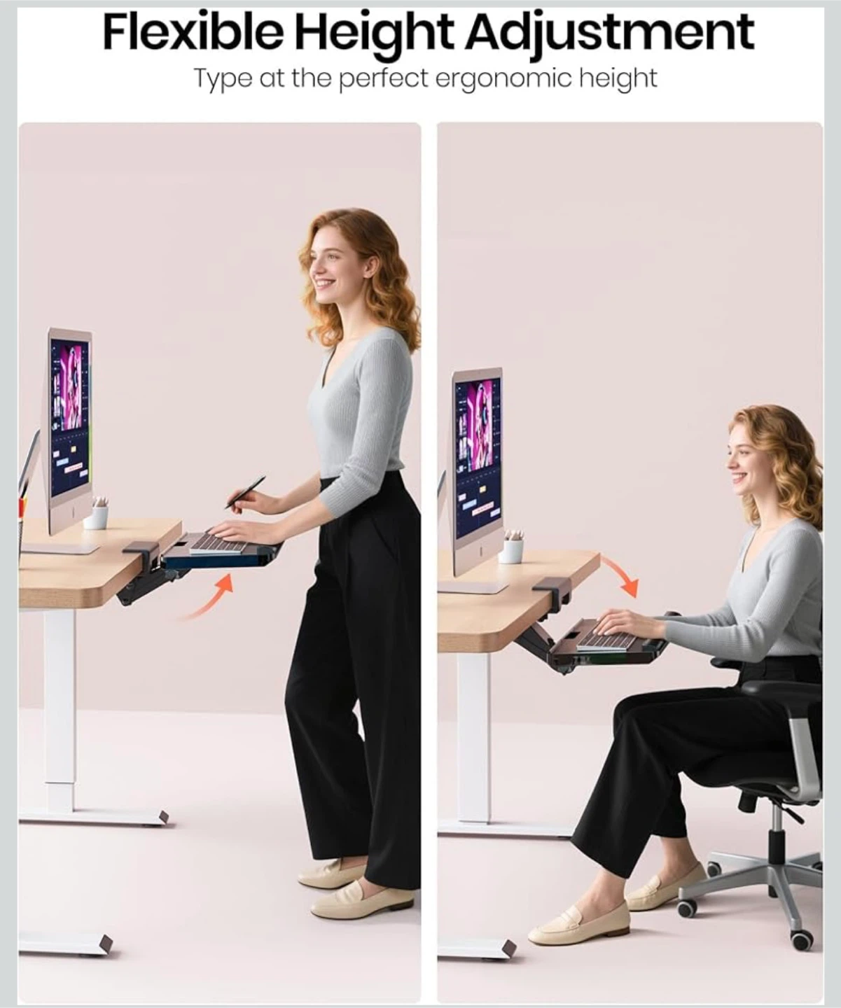 KLEARLOOK Ergonomic Sliding Under Desk Keyboard Tray With Rest - photo 3