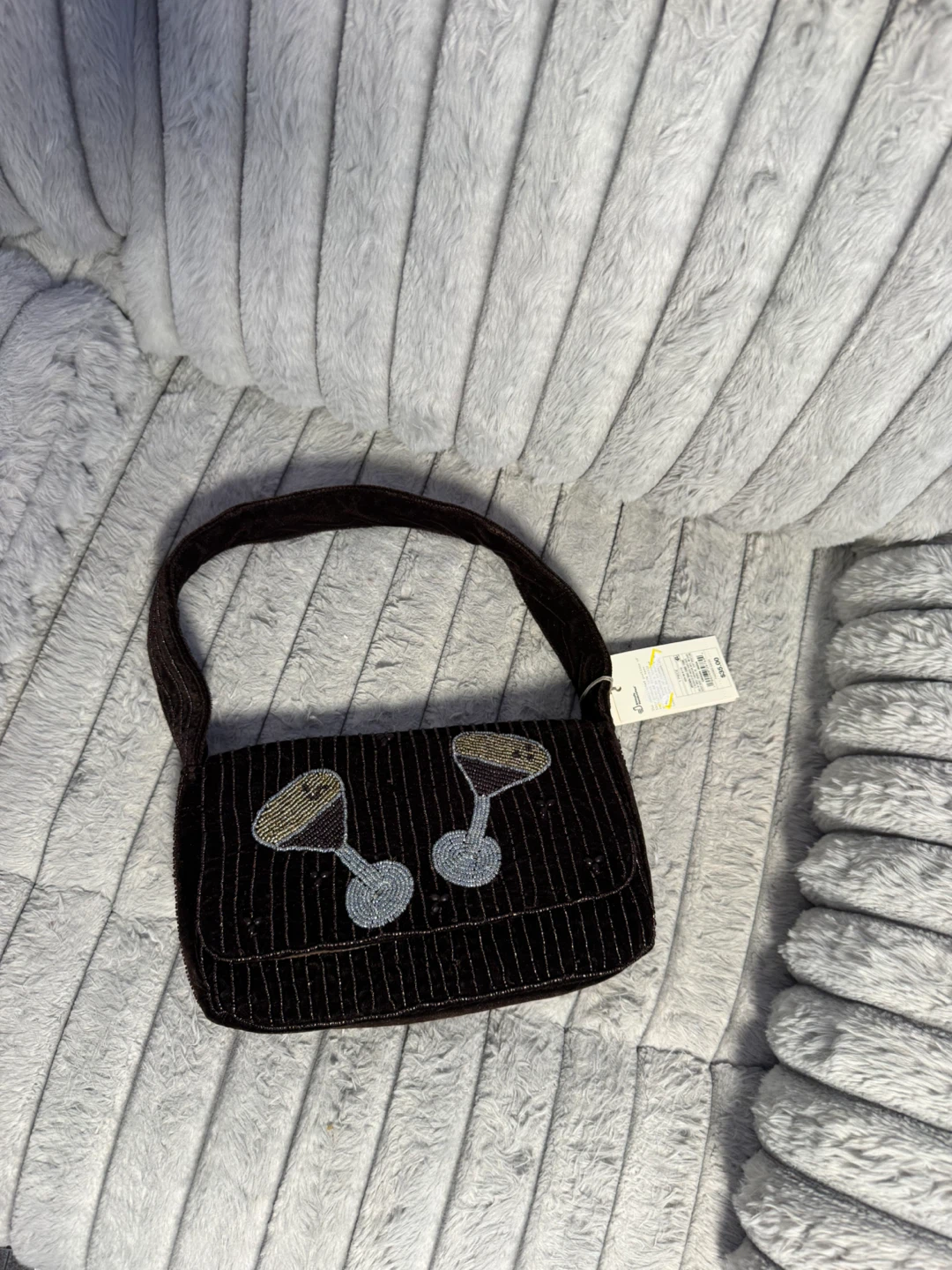 Brown Velvet Beaded Martini Glass Handbag - photo 2