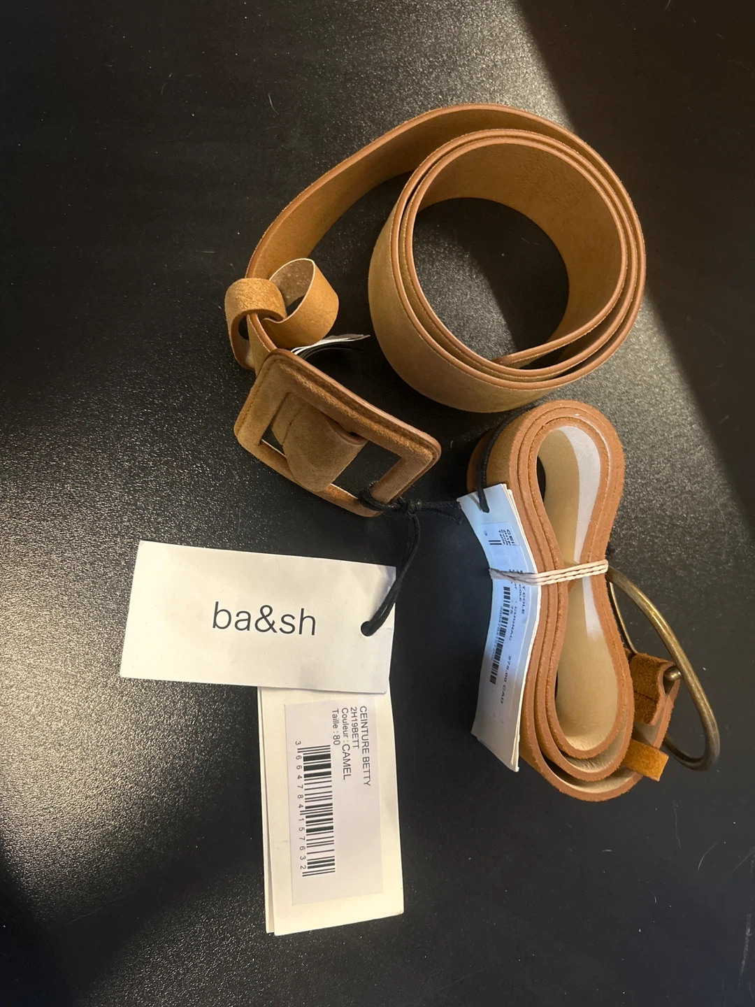 Ba&sh Betty Suede Belt Camel Size 80