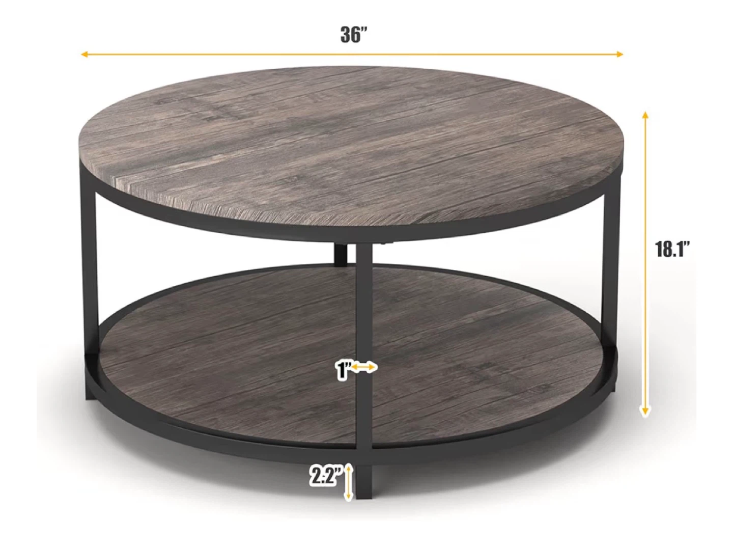 Round Coffee Table with Double Storage - photo 2