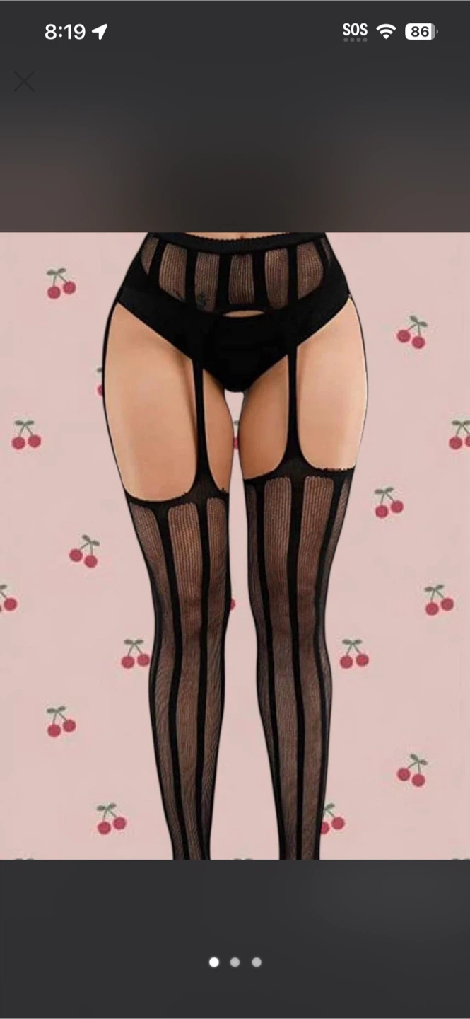 Black Striped Garter Stockings
