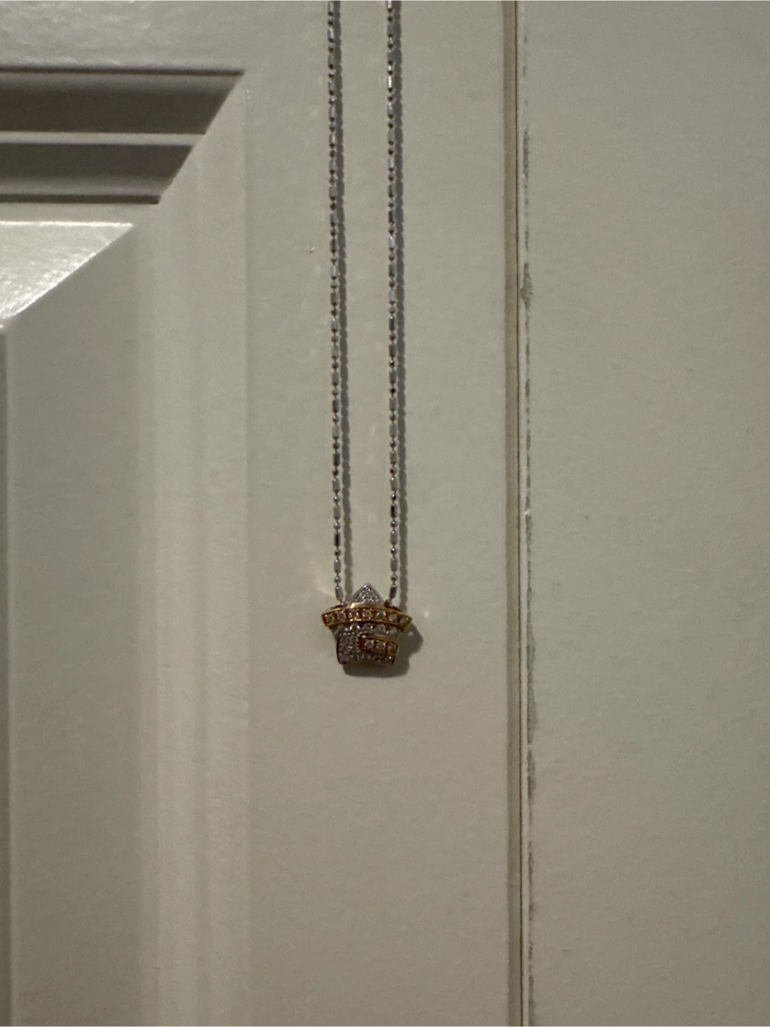 Dainty Diamond & Rose Gold Crown Necklace