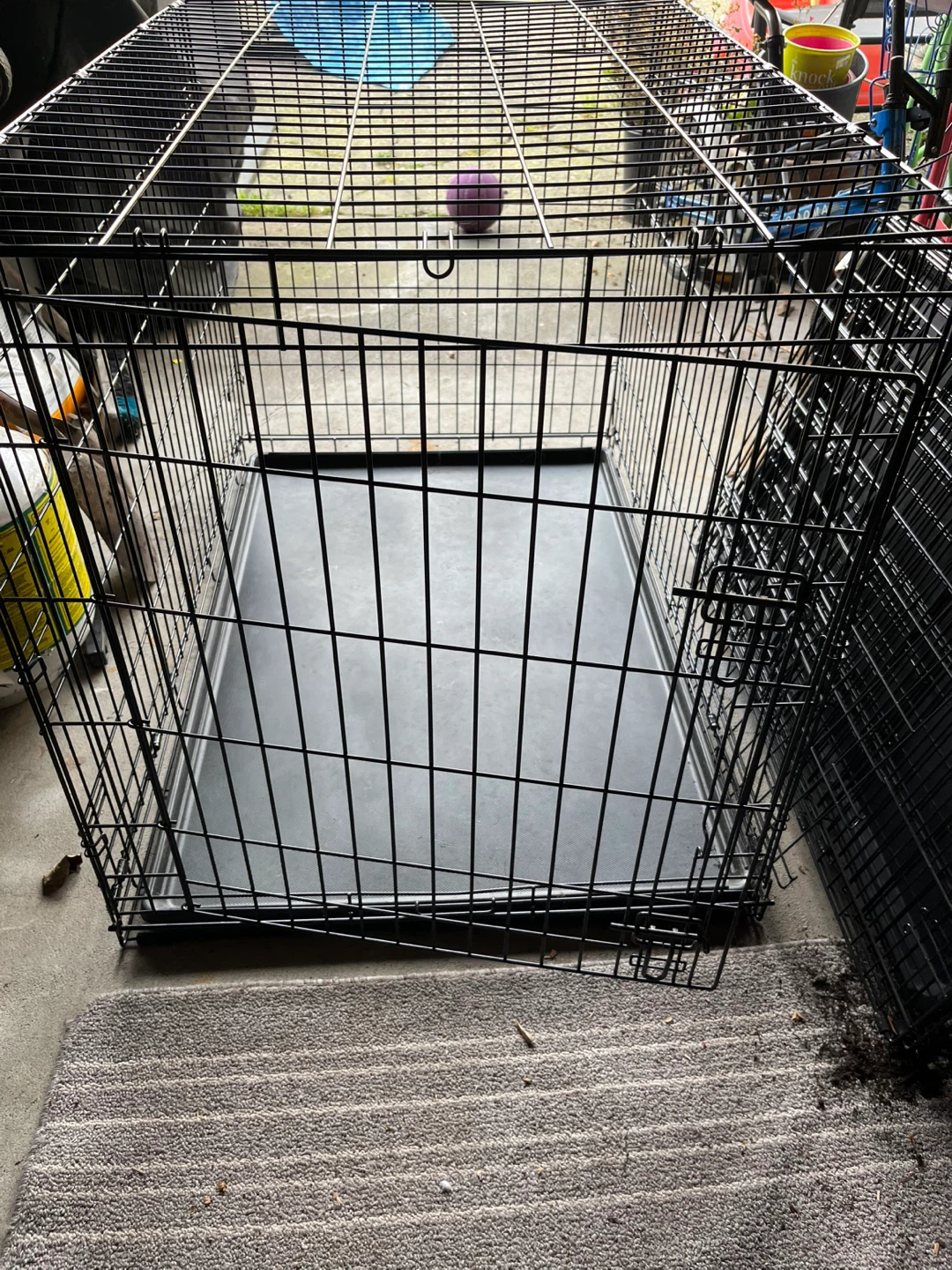 Black Metal Dog Crate with Tray - photo 2