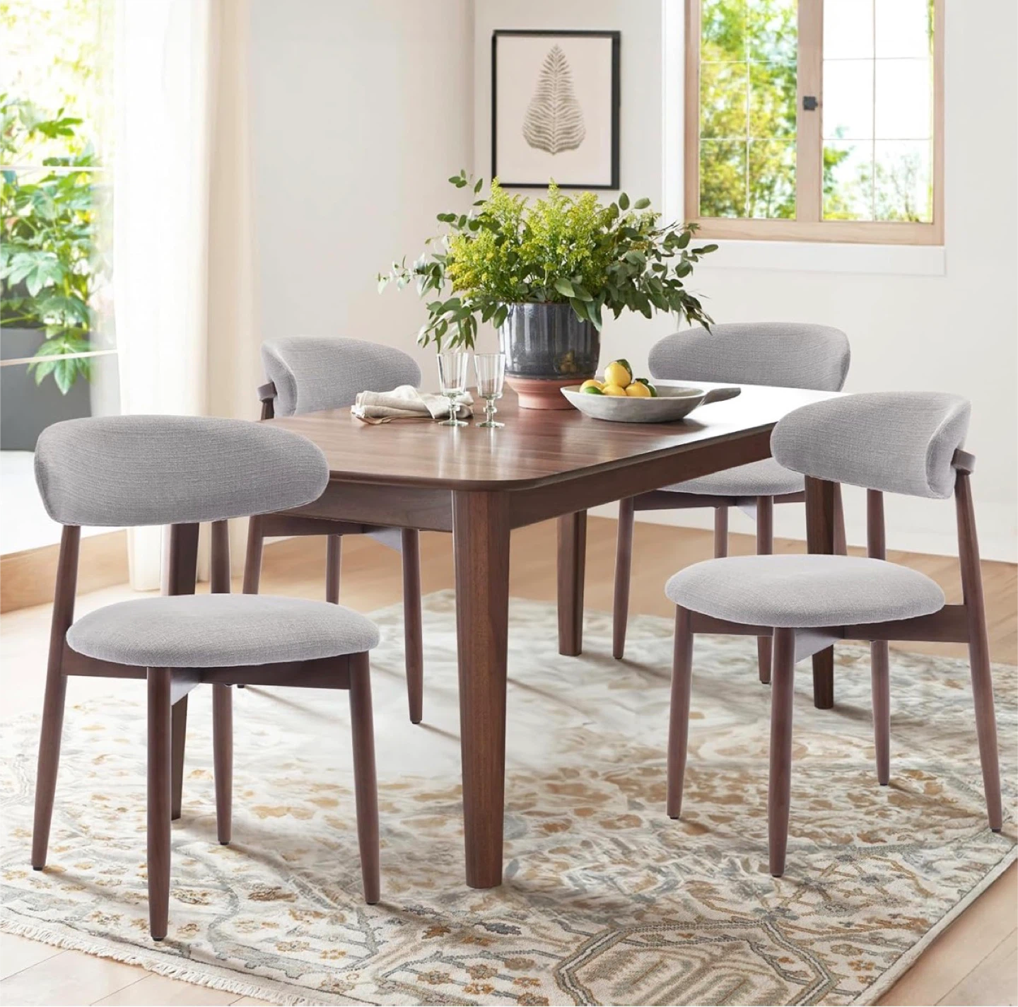 Colamy Dining Chairs (Set of 4) - Gray Fabric & Wood