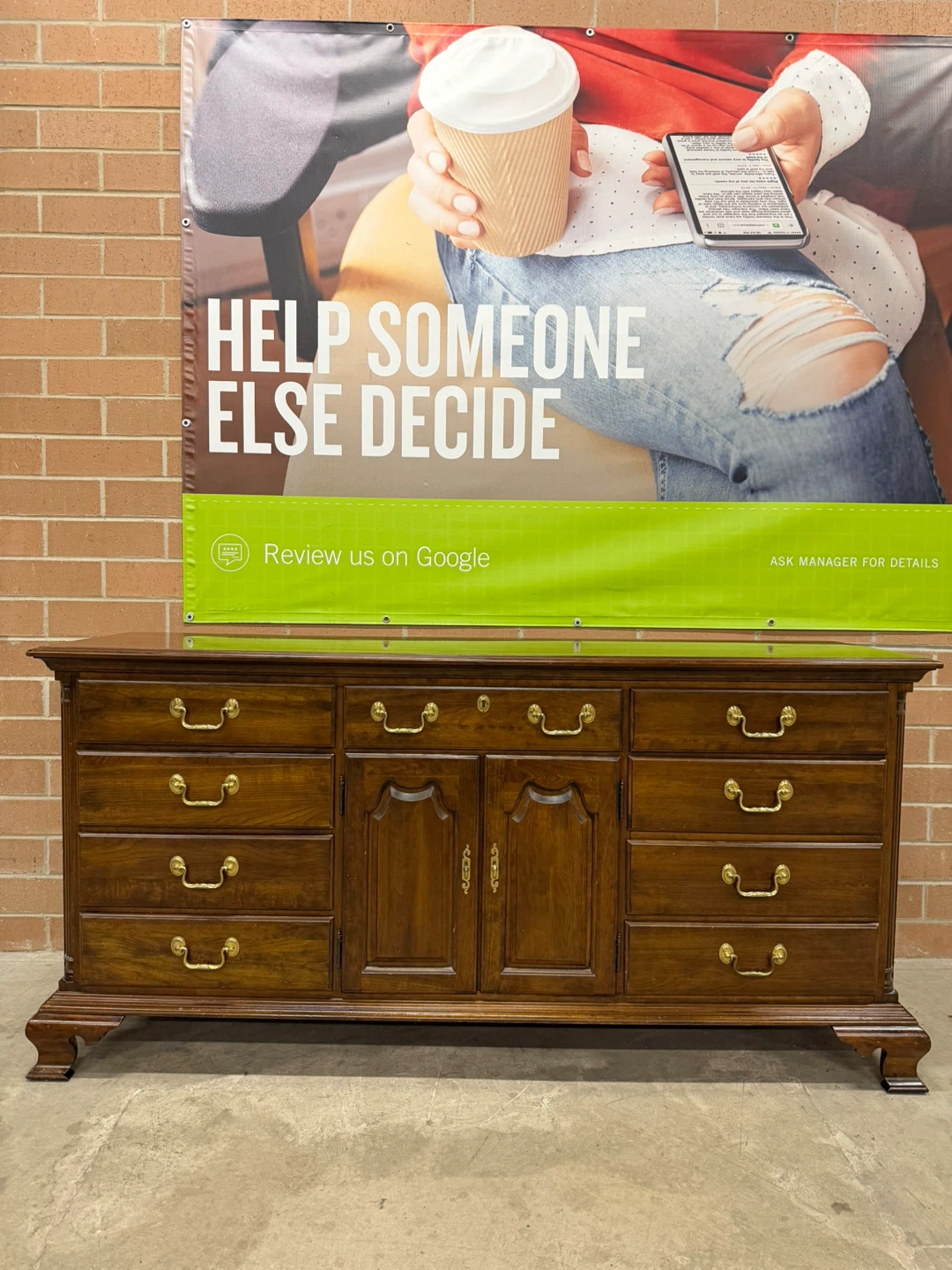 Wooden Dresser with 12 Drawers and Cabinet Doors