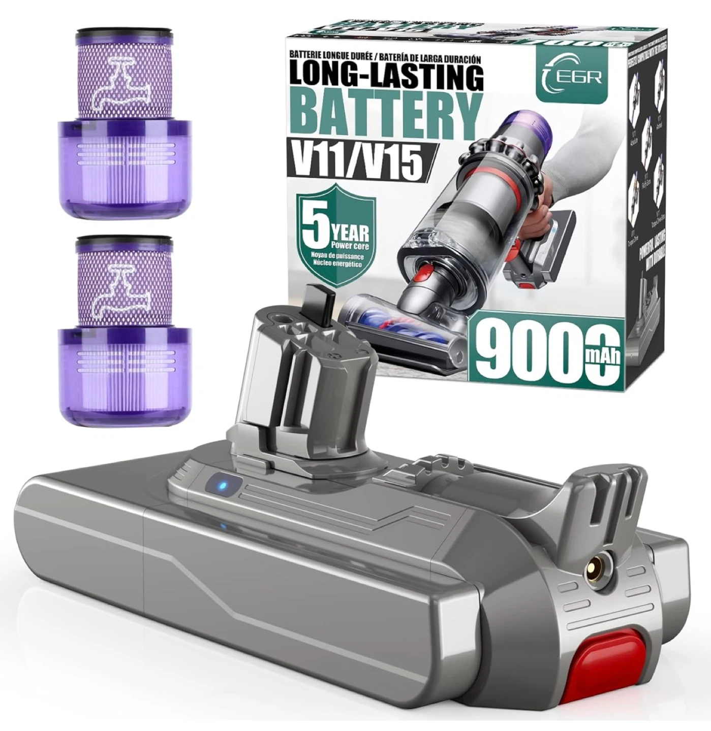 EGR 9000mAh V11 Battery Replacement Compatible with Dyson