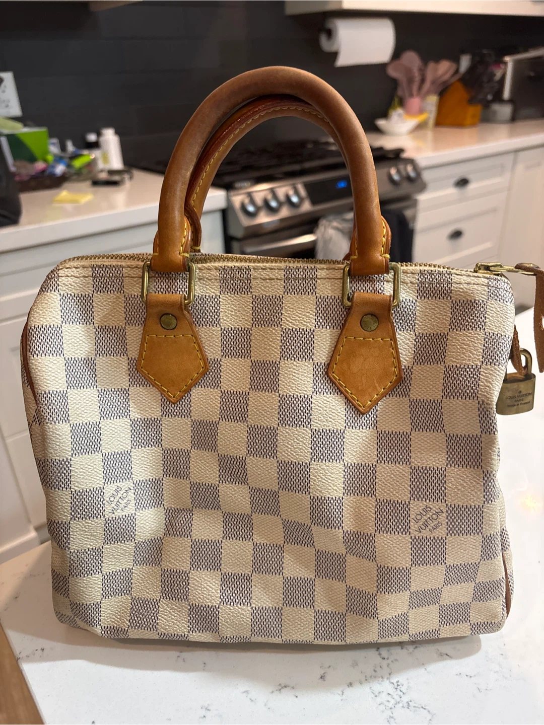 Louis Vuitton Speedy Damier Azur Canvas Bag