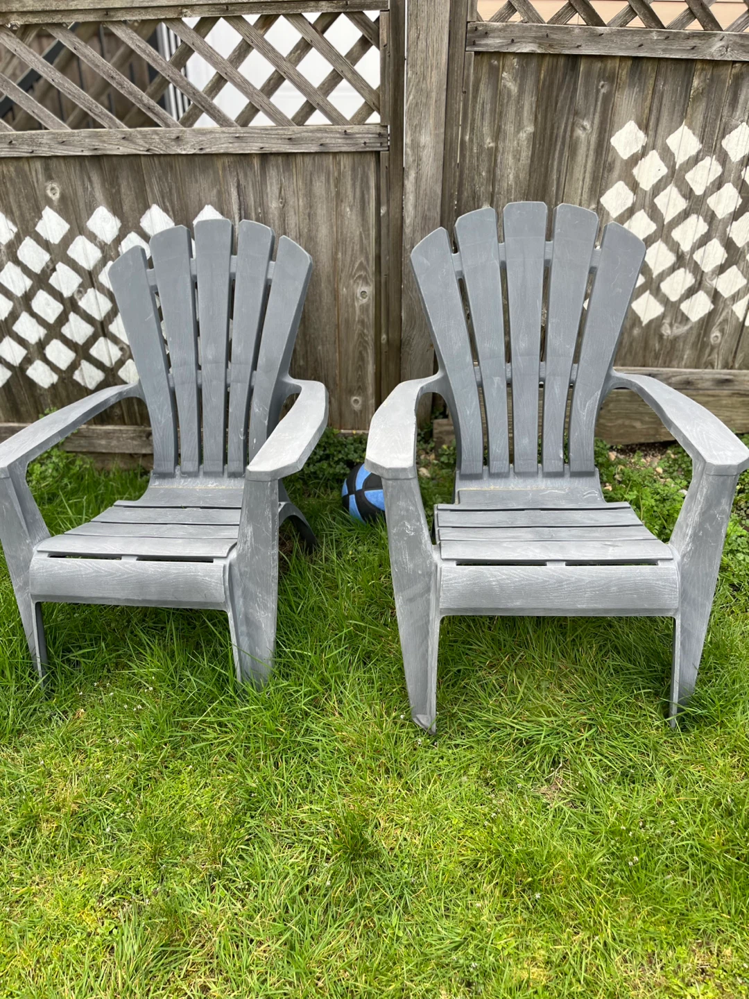 Grey Plastic Adirondack Chairs (Set of 2)