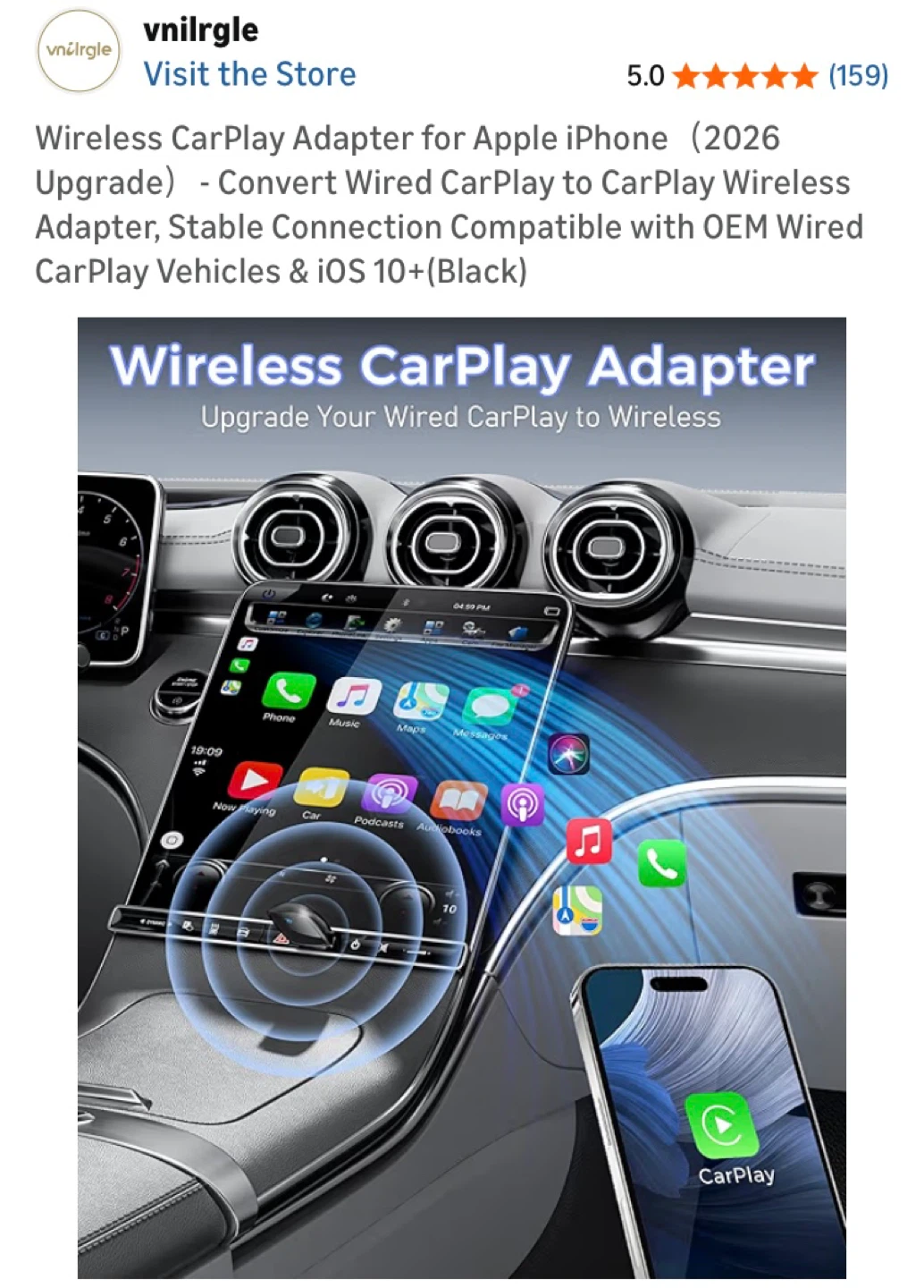 Wireless CarPlay Adapter for iPhone - Black - photo 2