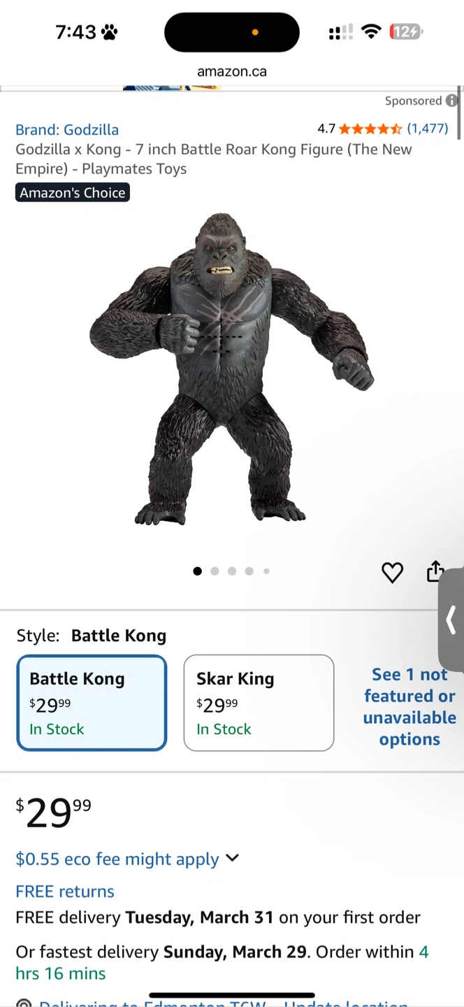 Godzilla x Kong Battle Roar Kong Action Figure - photo 3
