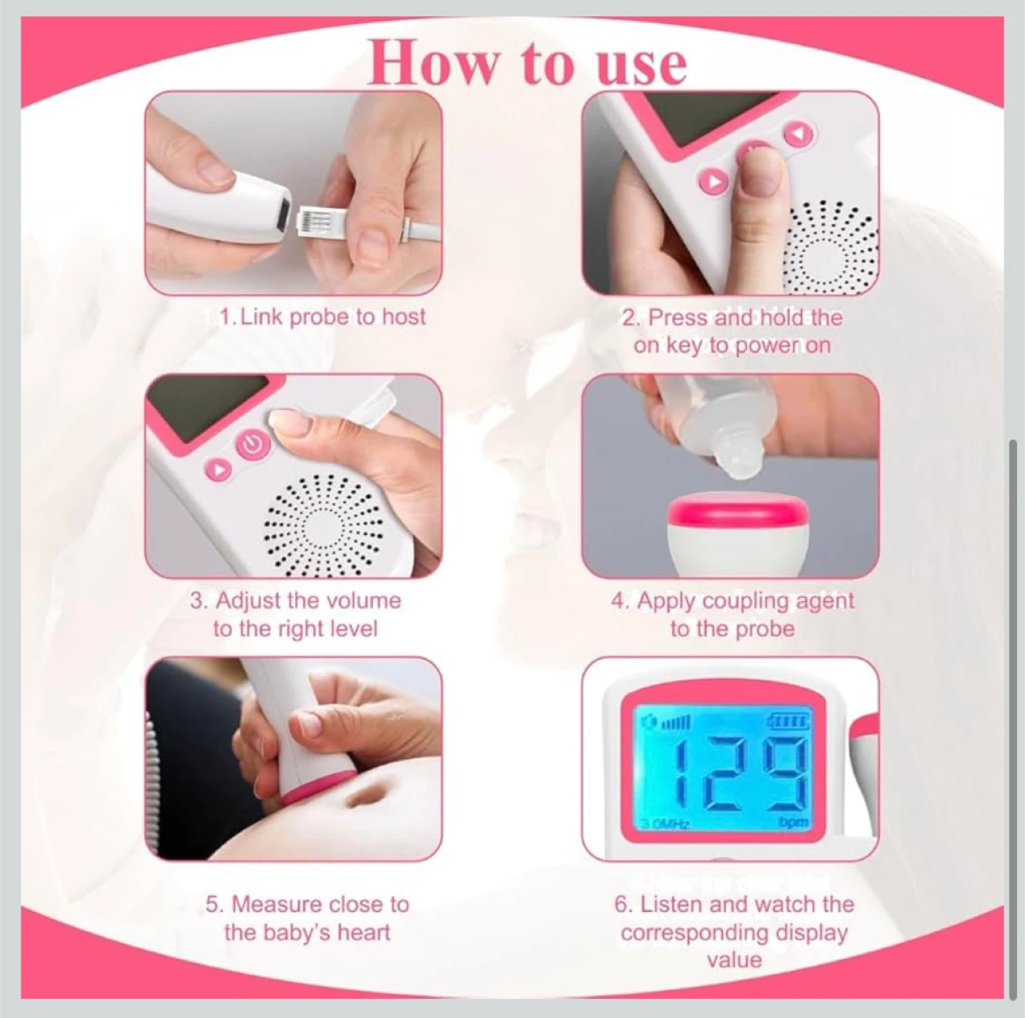 New Baby Heartbeat Monitor Fetal Doppler. Brand New. - photo 4