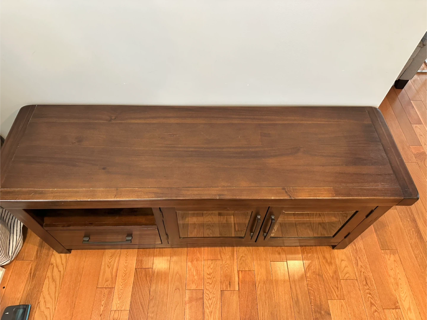 Dark Wood TV Stand with Glass Doors - photo 3