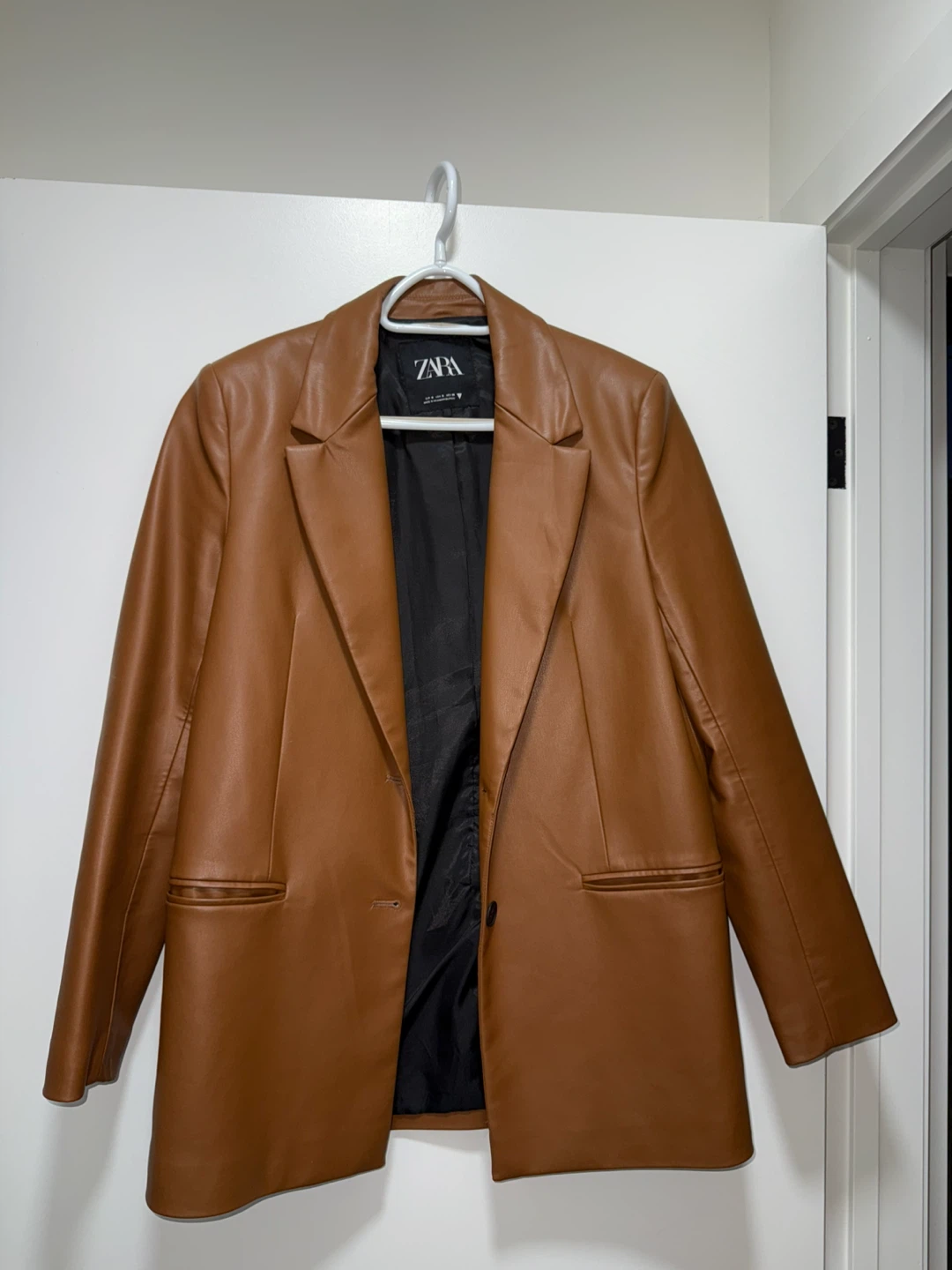 Zara Faux Leather Blazer - Brown