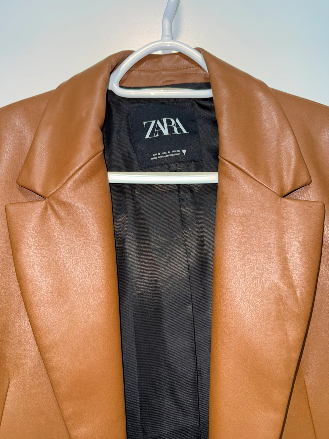 Zara Faux Leather Blazer - Brown - photo 2