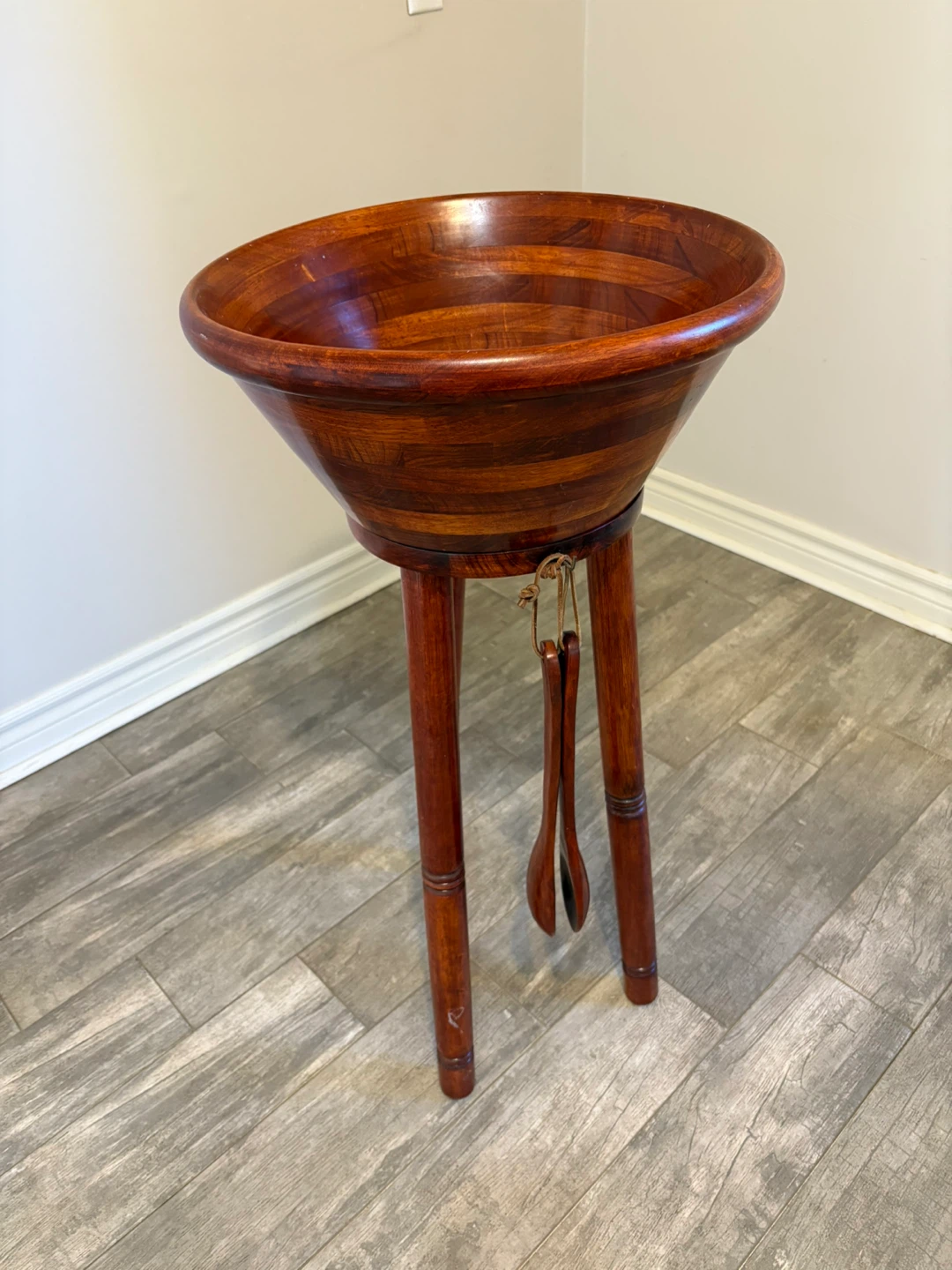 Wooden Salad Bowl on Stand
