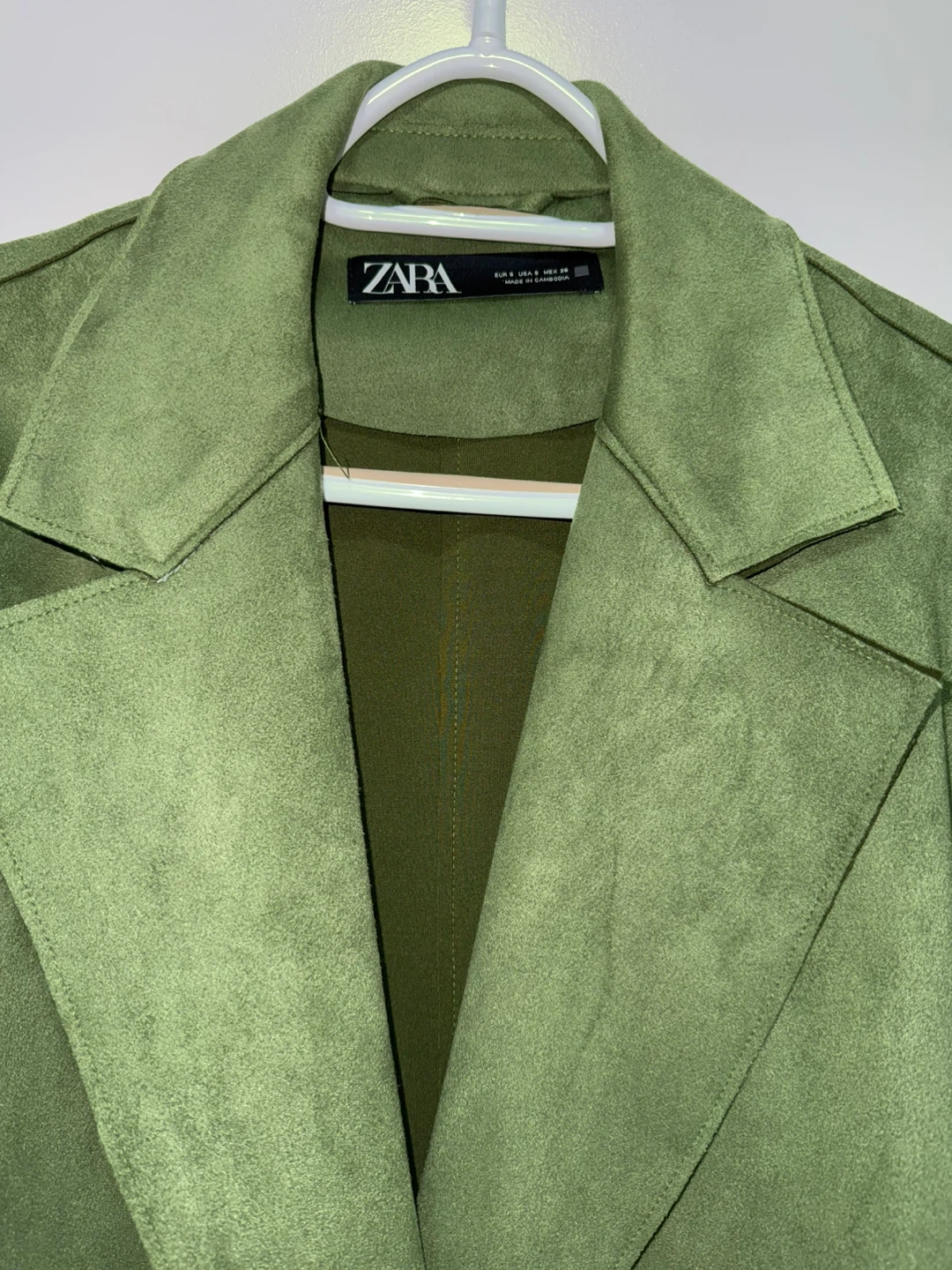 ZARA Green Suede-like Blazer Jacket - photo 2