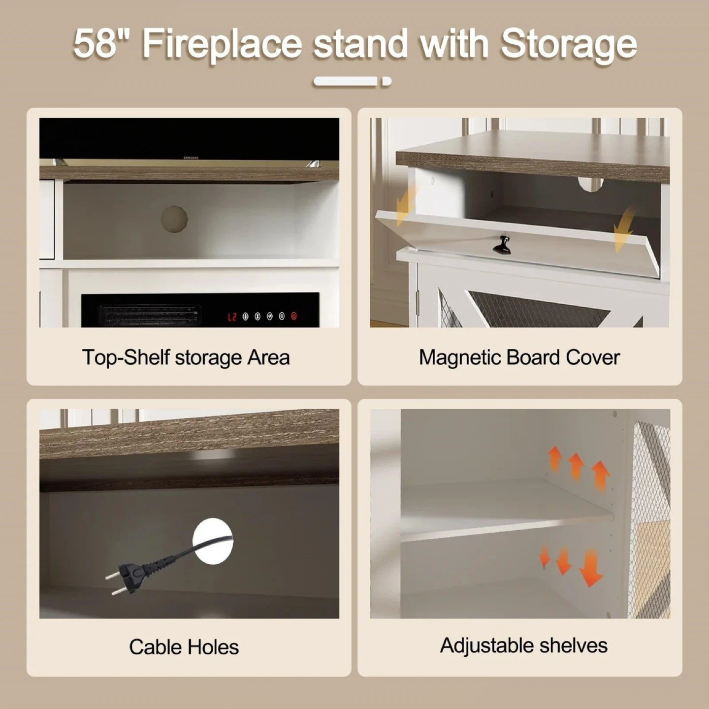 58" Farmhouse TV Stand with Storage - photo 2