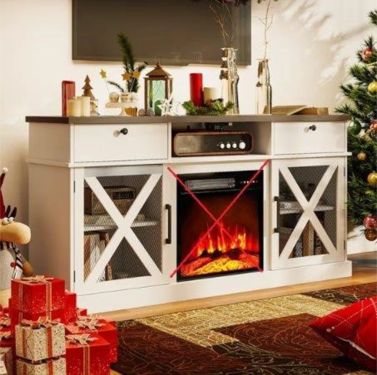 58" Farmhouse TV Stand with Storage