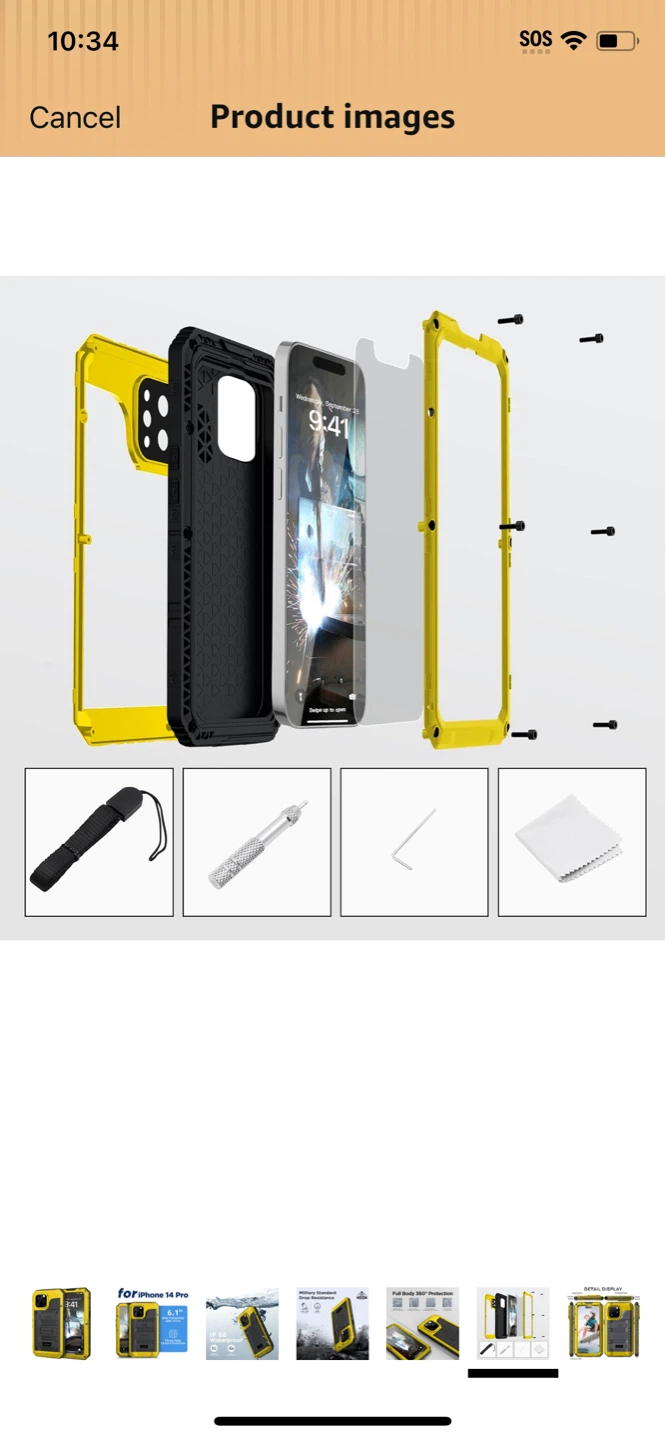 Heavy Duty Waterproof Phone Case for iPhone 15 Plus - Yellow