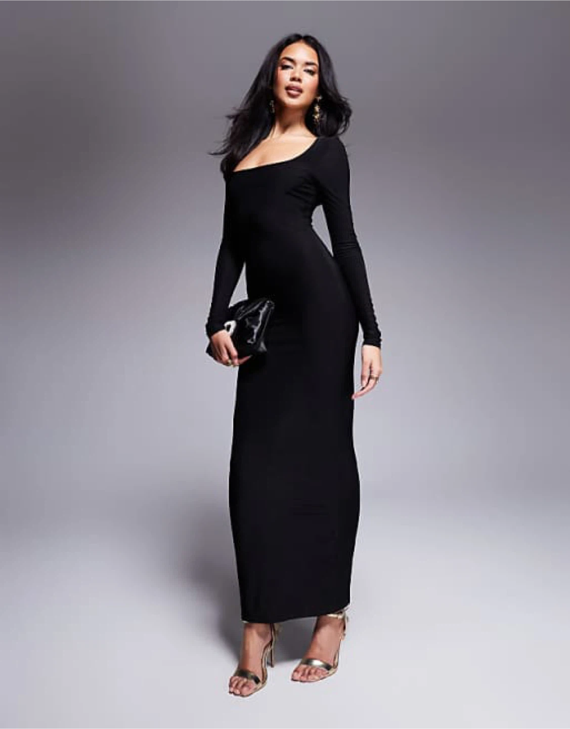 ASOS Black Long Sleeve Maxi Dress