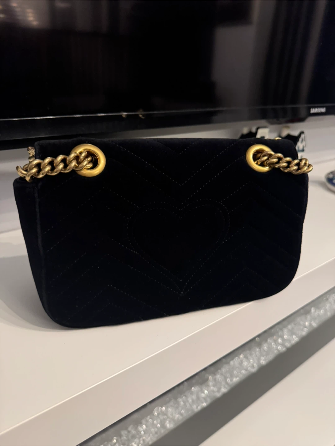 Black Velvet Gucci Marmont Bag - photo 2