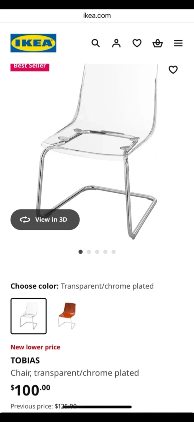 IKEA TOBIAS Chair Transparent/Chrome Plated - photo 2