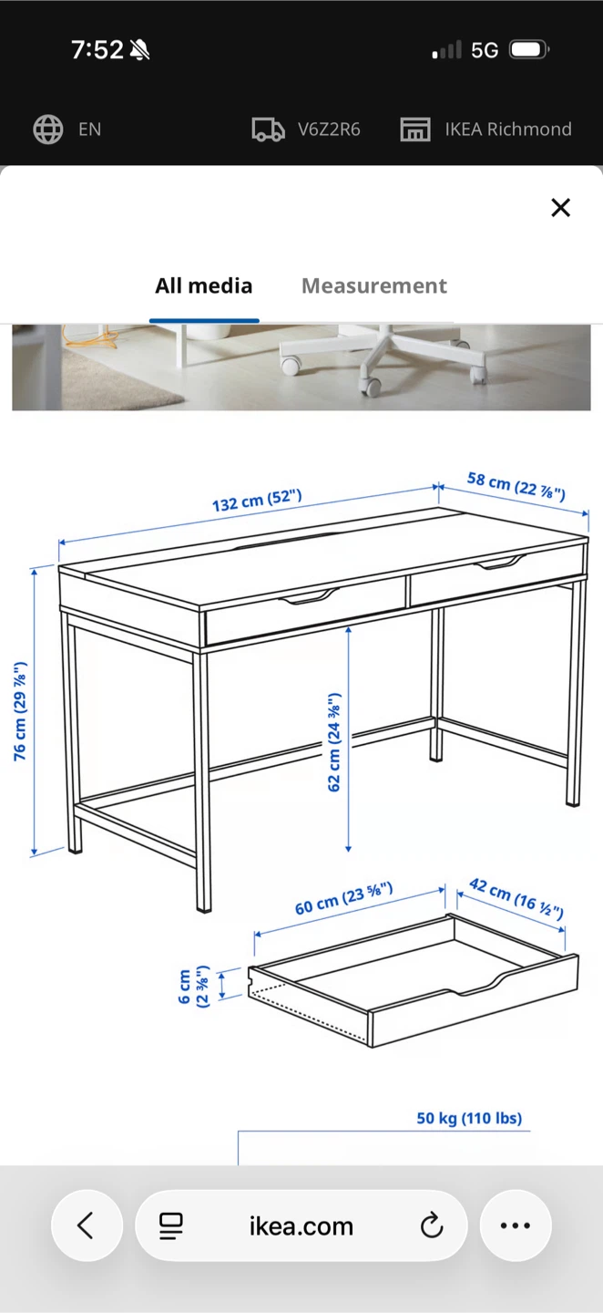 White IKEA ALEX Desk with Two Drawers - photo 5
