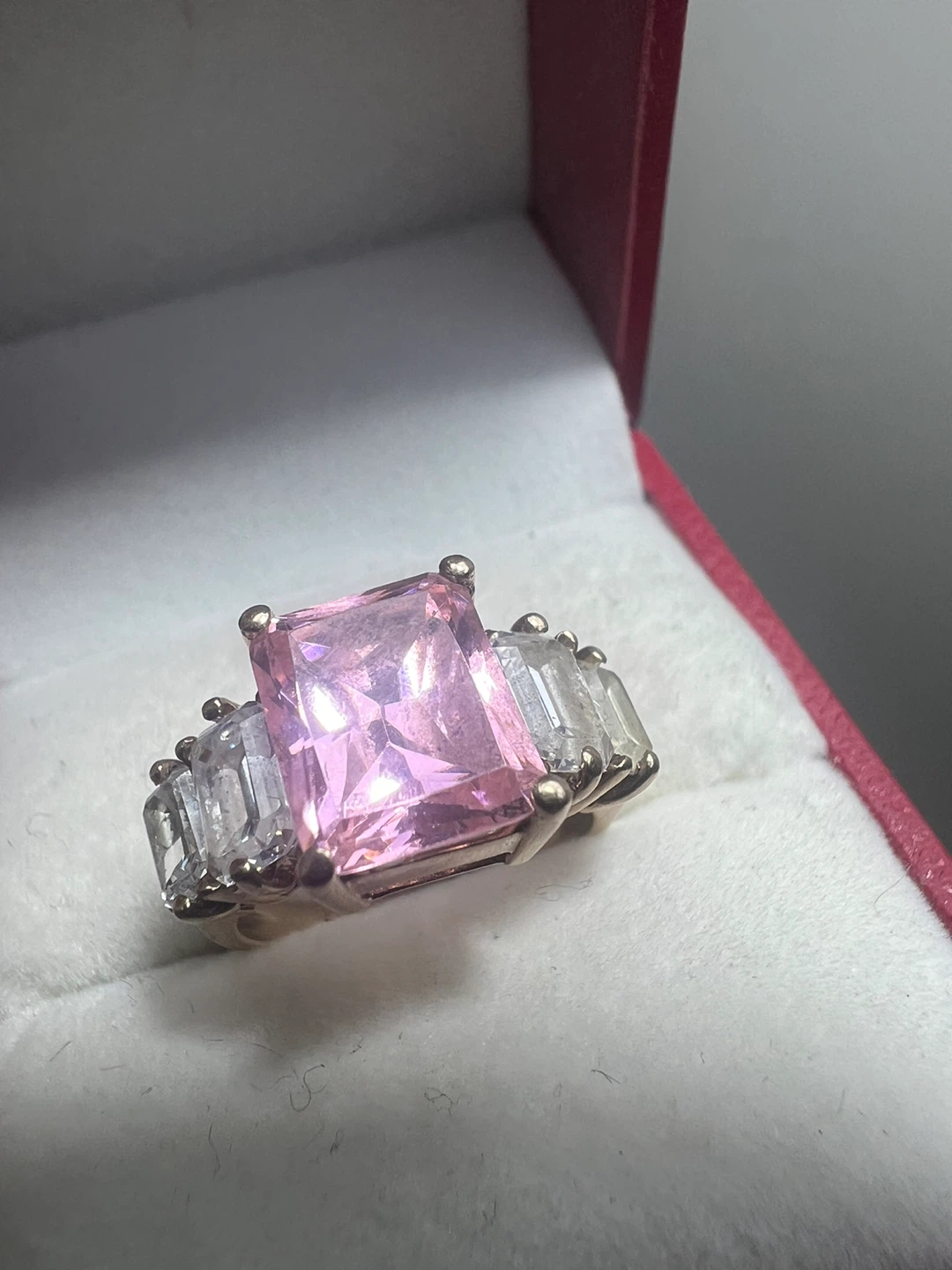 10K Gold Pink ice & Clear Gemstone Ring