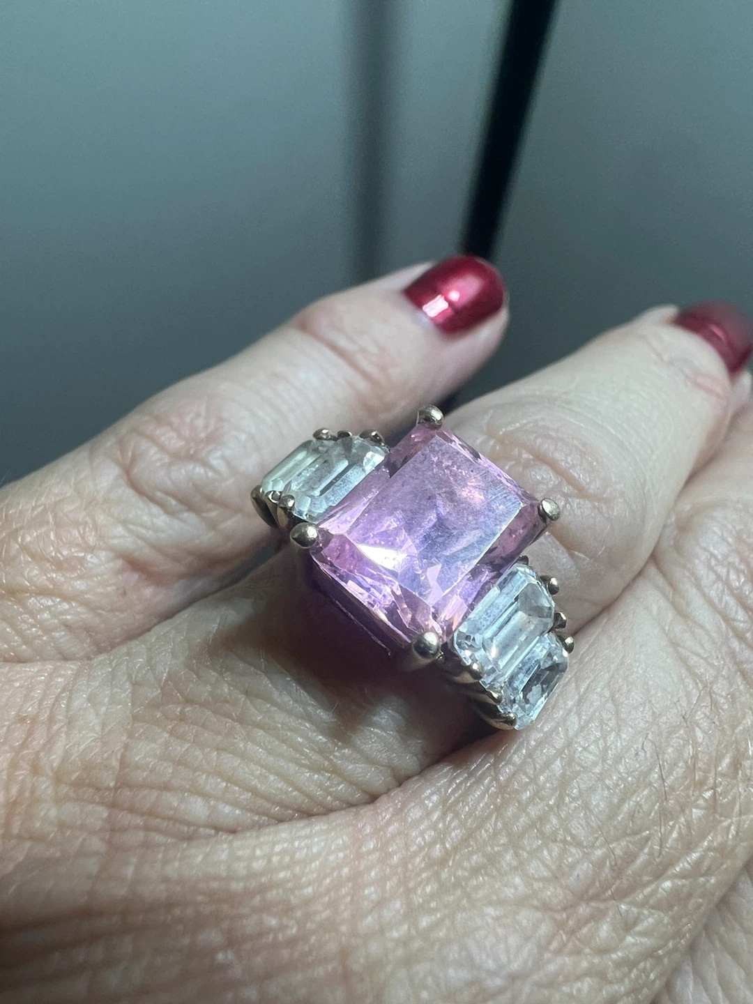 10K Gold Pink ice & Clear Gemstone Ring - photo 2
