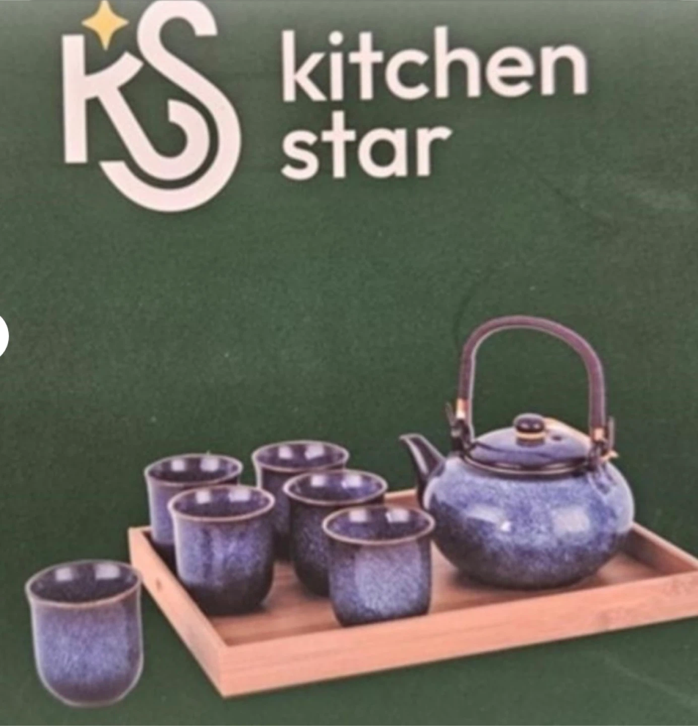 Kitchen Star 9-Piece Tea Set with Bamboo Tray