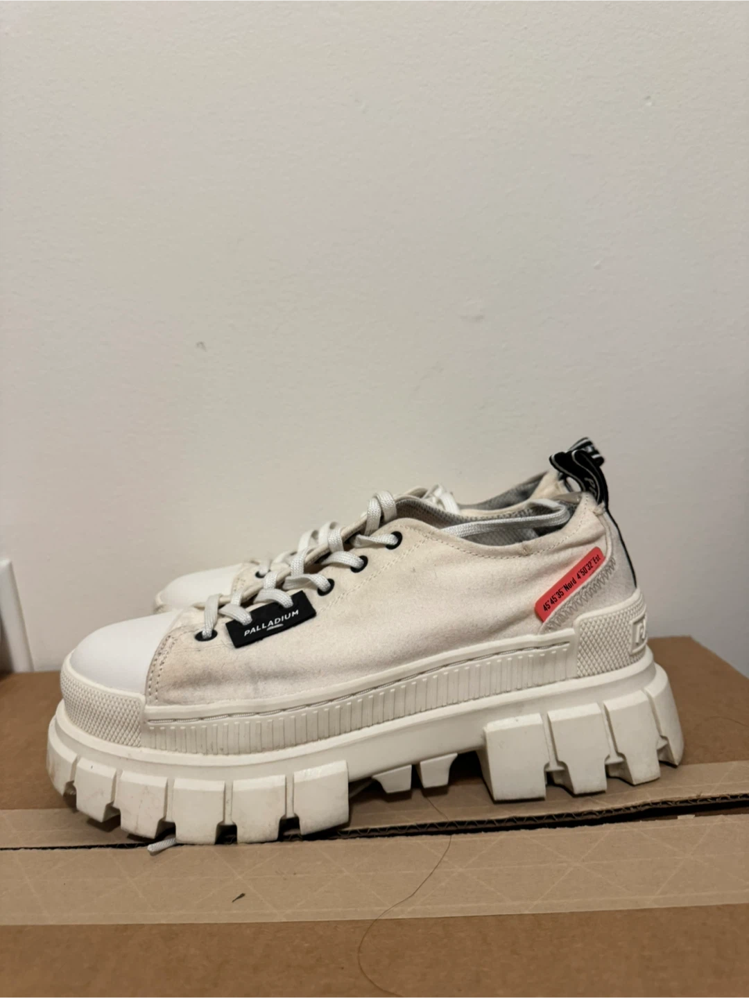 Palladium Cream Canvas Platform Sneakers