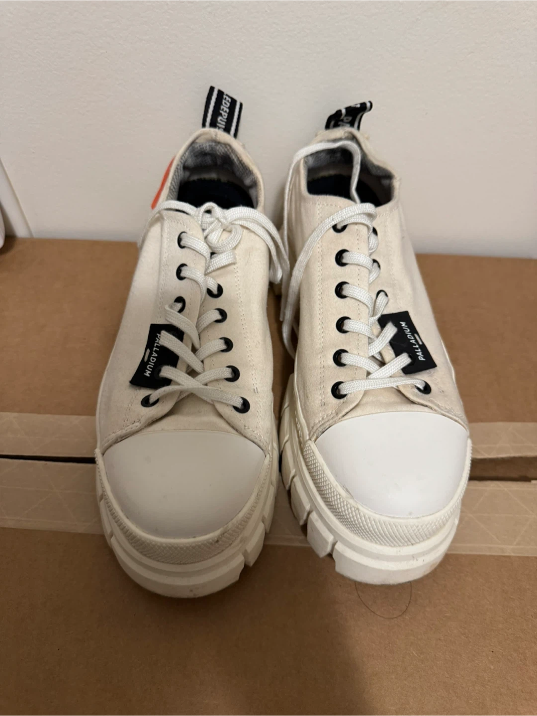 Palladium Cream Canvas Platform Sneakers - photo 2