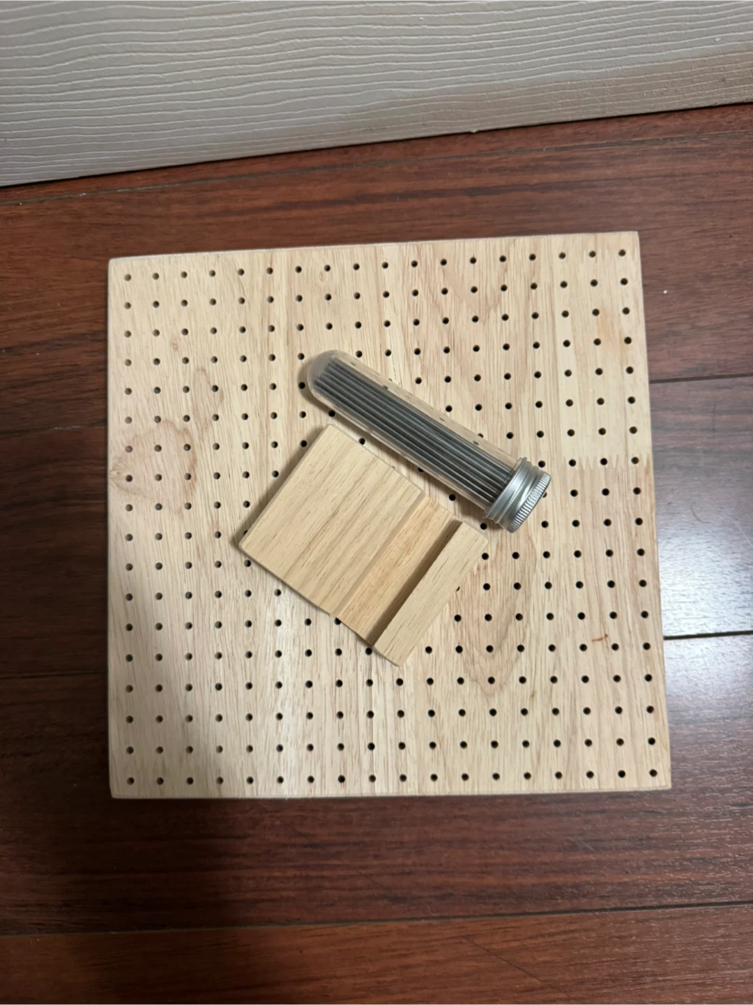 Wooden Pegboard Display with Metal Pegs