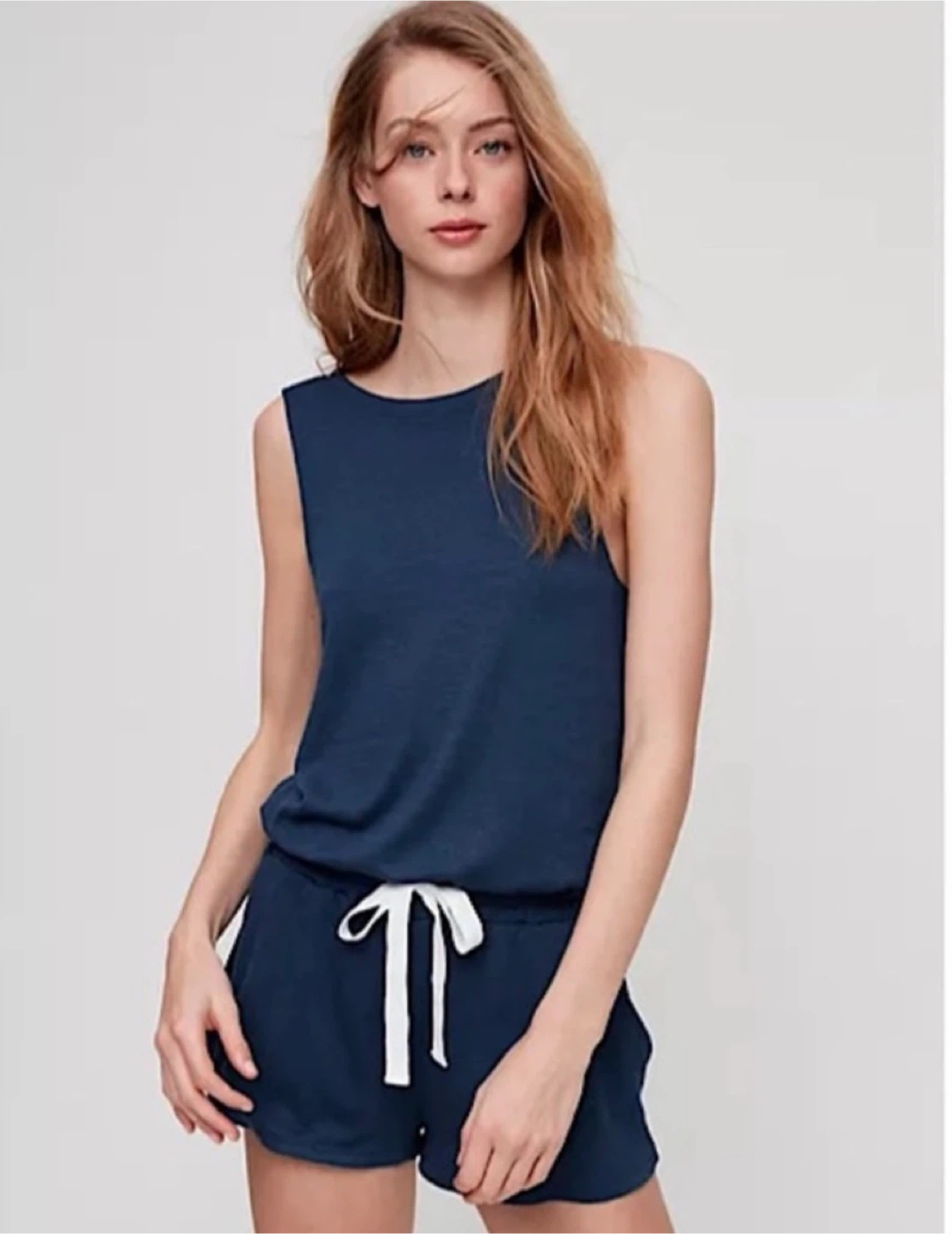 Wilfred Free 'Izabel' Tie-Waist Romper in Navy Blue