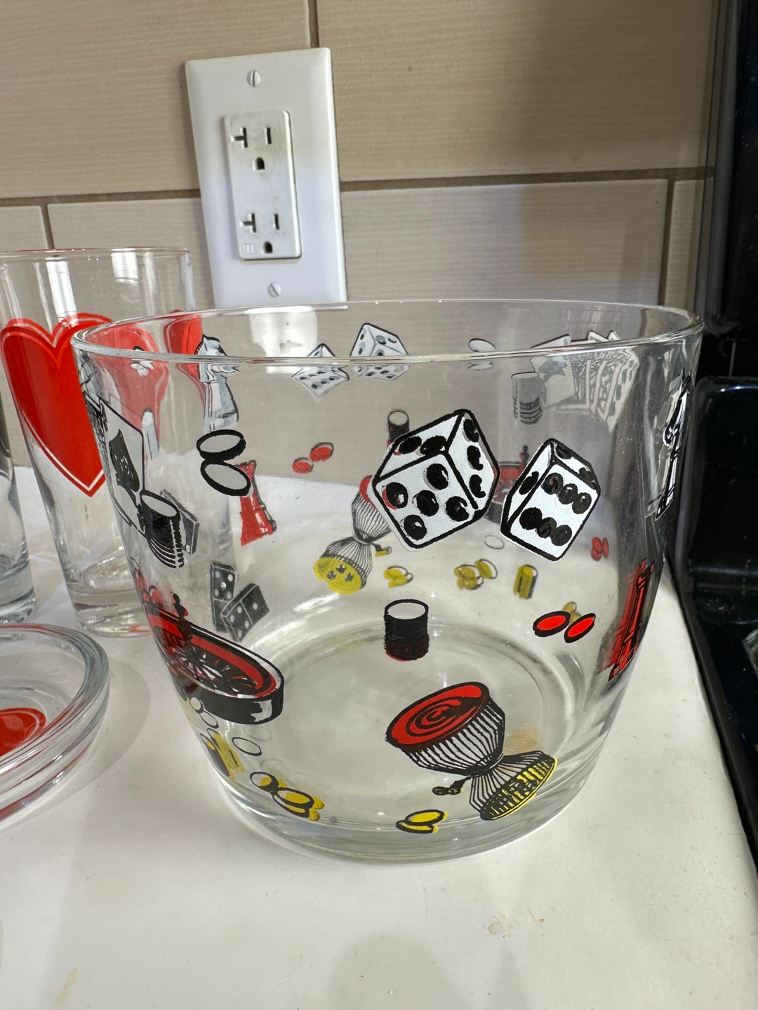Casino themed glass set with poker suits and dice - photo 4