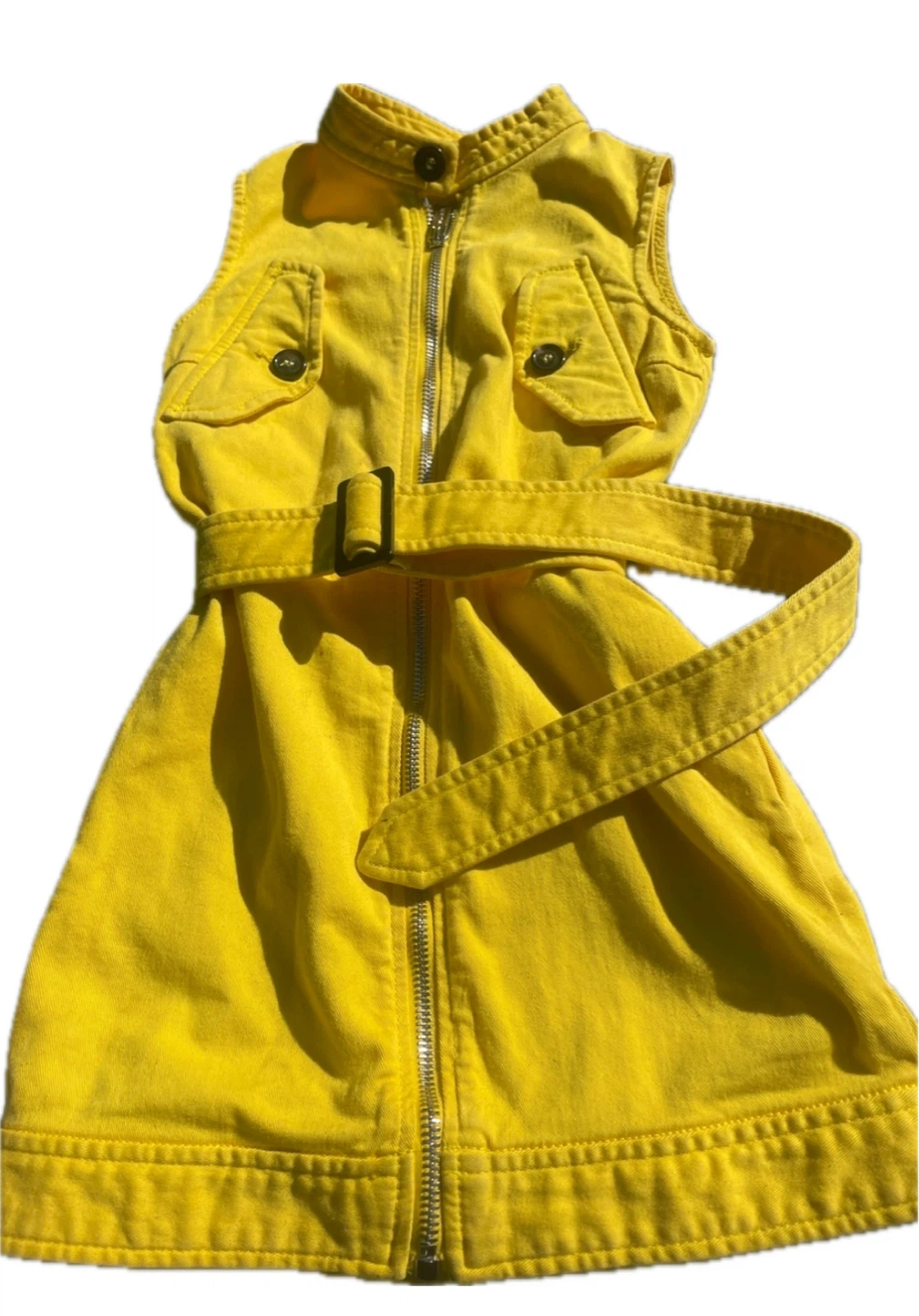 DSQUARED2 Yellow Sleeveless Dress with Belt - 6Y