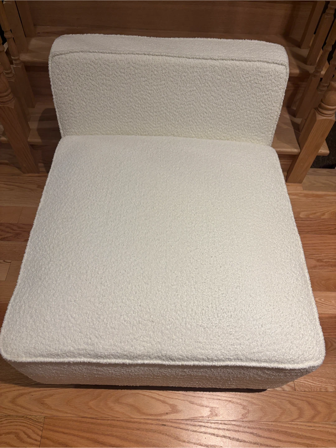 Cream Teddy Fabric Accent armless Chair - photo 2
